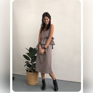 Boutique wool blend dress size M with ruffles and pencil bottom
